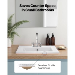 Keraaminen puolitasoon upotettava pesuallas 510 x 465 mm valkoinen kolmella hanareiällä