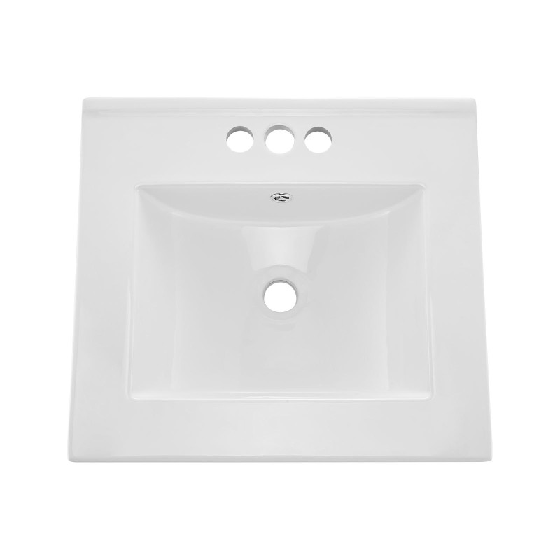 Keraaminen puolitasoon upotettava pesuallas 510 x 465 mm valkoinen kolmella hanareiällä