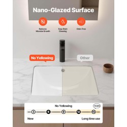 Kylpyhuoneallas keraaminen suorakulmainen alta-asennettava valkoinen nano-lasitteella ylivuotoaukolla