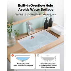 Kylpyhuoneallas keraaminen suorakulmainen alta-asennettava valkoinen nano-lasitteella ylivuotoaukolla