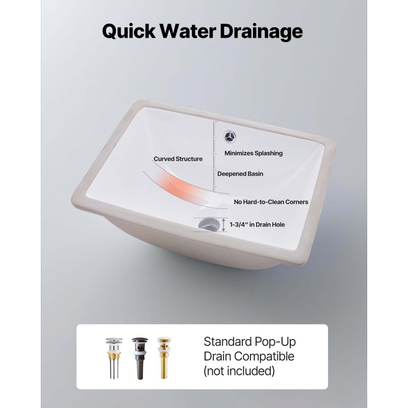 Kylpyhuoneallas keraaminen suorakulmainen alta-asennettava valkoinen nano-lasitteella ylivuotoaukolla