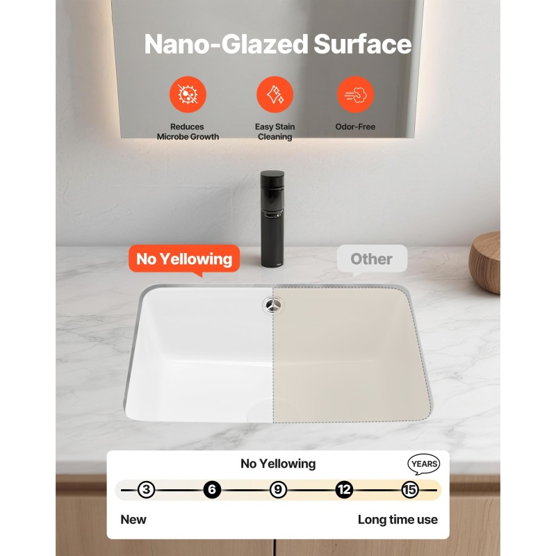 Tason alle asennettava suorakulmainen keraaminen posliiniallas 400 x 305 mm valkoinen