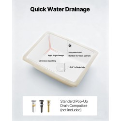 Tason alle asennettava suorakulmainen keraaminen posliiniallas 400 x 305 mm valkoinen
