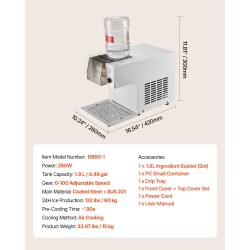 Lumihiutalejäälaite 1,8 l säiliö ruostumatonta terästä 60 kg vuorokaudessa