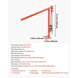 T-aitatolpan irrotustyökalu Q235-hiiliteräs 914 mm 500 kg kantavuus