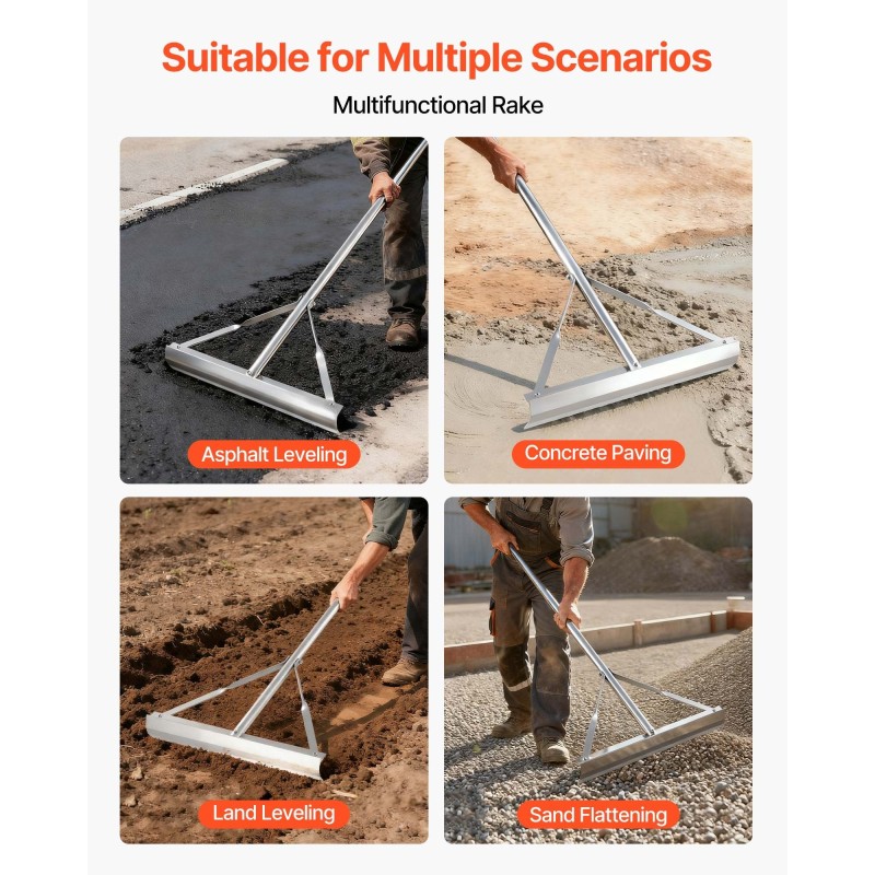 Maisematasoitusharava alumiinirunkoinen 1510 mm varsi 508 mm harapää asfaltin ja betonin tasoitukseen