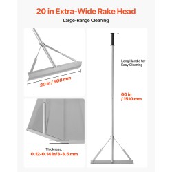 Maisematasoitusharava alumiinirunkoinen 1510 mm varsi 508 mm harapää asfaltin ja betonin tasoitukseen