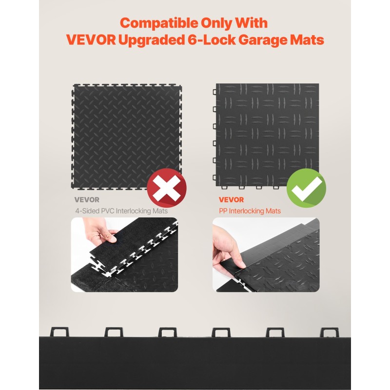 Reunalistasarja PP-muovia musta 15 kpl 305 x 60 mm autotallilaattoihin