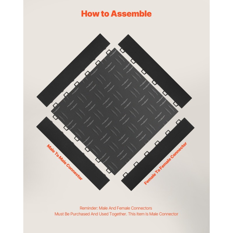 Reunussarja polypropeeni 15 kpl musta autotallin lattiamatoille 305x50x12 mm