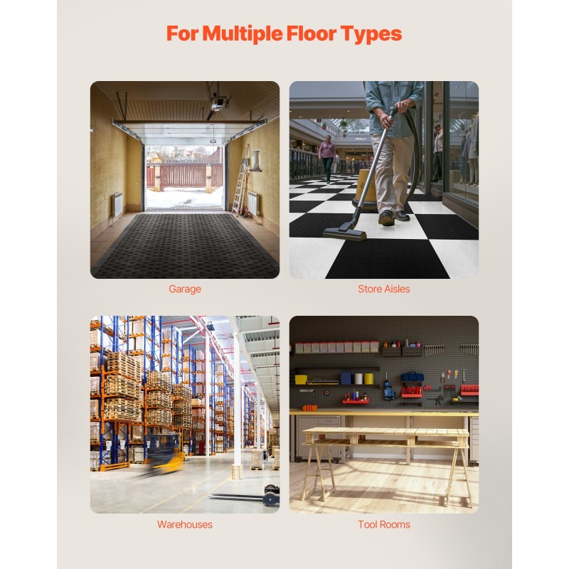 Reunussarja polypropeeni 15 kpl musta autotallin lattiamatoille 305x50x12 mm