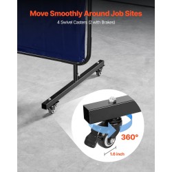 Hitsaussuojaseinä 1,74 x 1,74 m liekinkestävä vinyyli metallirunko pyörillä