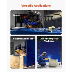 Hitsaussuojaseinä 1,74 x 1,74 m liekinkestävä vinyyli metallirunko pyörillä