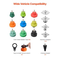 Jäähdyttimen 28-osainen paineentestaussarja alumiinipumpulla paineilmakompressoriliitännällä tyhjiönmuodostukseen ja täyttöön