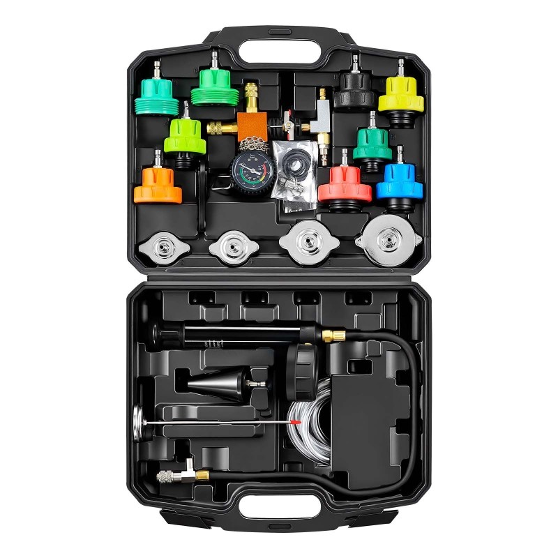 Jäähdyttimen 28-osainen paineentestaussarja alumiinipumpulla paineilmakompressoriliitännällä tyhjiönmuodostukseen ja täyttöön