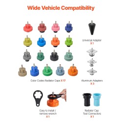 Jäähdytysnesteen paineentestaussarja 47-osainen 6061-T5-alumiinipumpulla autojen paine- ja tyhjiötestaukseen