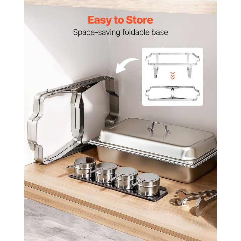 Lämpöhaude ja tarjoilusetti suorakulmainen ruostumaton teräs 2 kpl 8,5 l kansilla