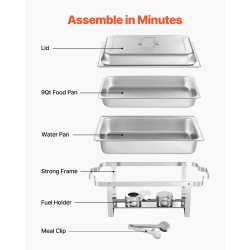 Lämpöhaude ja tarjoilusetti suorakulmainen ruostumaton teräs 2 kpl 8,5 l kansilla
