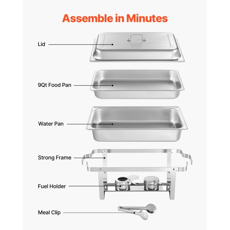 Lämpöhaude ja tarjoilusetti suorakulmainen ruostumaton teräs 2 kpl 8,5 l kansilla