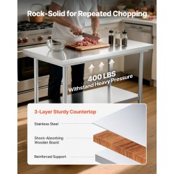 Työpöytä ruostumattomasta teräksestä 900x600x850mm säädettävä alahylly pyörillä