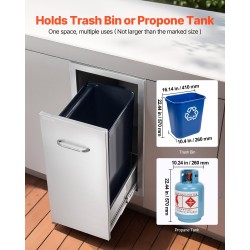 Ruostumattomasta teräksestä valmistettu ulkokeittiön liukuva jäte ja säilytyslaatikko harjatulla pinnalla