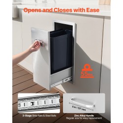 Ruostumattomasta teräksestä valmistettu ulkokeittiön liukuva jäte ja säilytyslaatikko harjatulla pinnalla