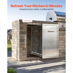 Ruostumattomasta teräksestä valmistettu ulkokeittiön liukuva jäte ja säilytyslaatikko harjatulla pinnalla