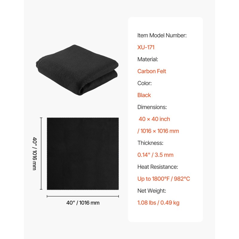 Hiilikuituinen hitsaushuopa 1016 x 1016 mm 3,5 mm hitsaukseen ja tulitöihin