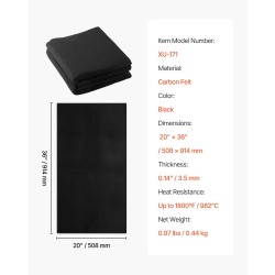 Hitsauspeitteet hiilikuituhuopa 3,5 mm 508x914 mm 2 kpl hitsaukseen 982 °C