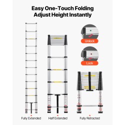 Teleskooppitikkaat alumiinirunko säädettävä pituus 3,8 m 150 kg kantavuus