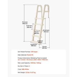 Allastikkaat PE-muovi 5-askelmaiset kaksoiskaiteilla 136 kilogramman enimmäiskuorma