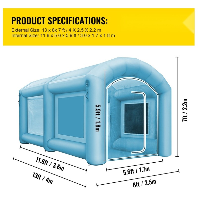 Täytettävä maalausteltta 210D oxford-kangas ja PVC 4x2,5x2,2 m autoille ja moottoripyörille