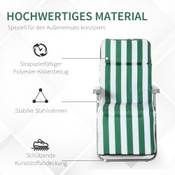 Taitettavat puutarhatuolit 2 kpl pehmusteilla 60 x 75 x 102 cm teräs vihreä–valkoinen