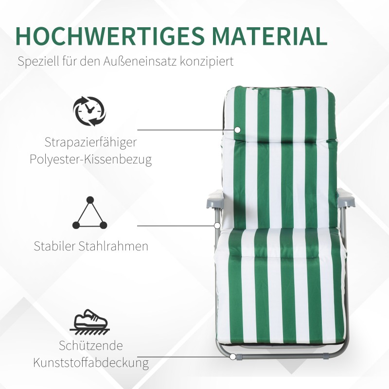 Taitettavat puutarhatuolit 2 kpl pehmusteilla 60 x 75 x 102 cm teräs vihreä–valkoinen