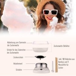 Hattarakone kotiin, valkoinen 450–550 W, 18 cm, sisältää mittalusikan ja 10 bambutikkua