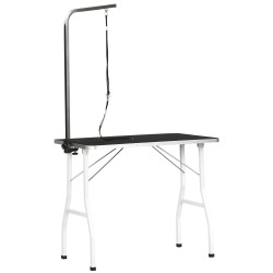 Koirien trimmauspöytä taitettava ja korkeussäädettävä kumipintainen 91 5 x 61 5 x 76 cm musta kantavuus 150 kg