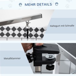 Koirien trimmauspöytä, taitettava ja korkeussäädettävä, kumipintainen 91,5 x 61,5 x 76 cm, musta, kantavuus 150 kg