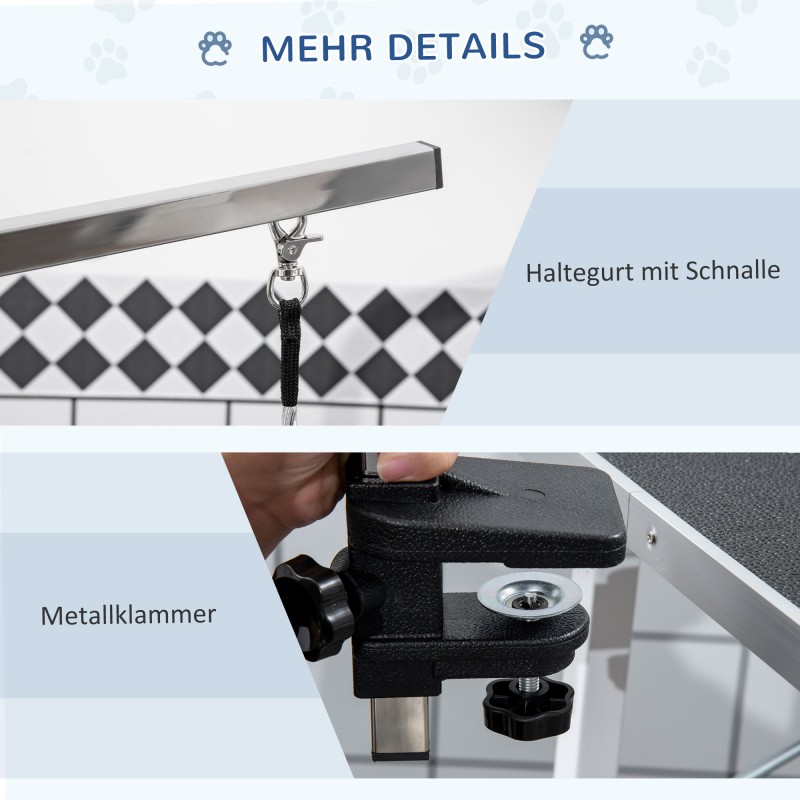 Koirien trimmauspöytä, taitettava ja korkeussäädettävä, kumipintainen 91,5 x 61,5 x 76 cm, musta, kantavuus 150 kg