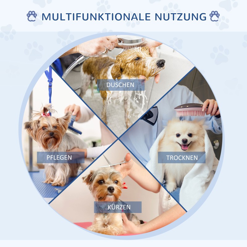 Korkeussäädettävä koiran trimmauspöytä 107x60 cm, taittuvat jalat, alempi säilytyskori, kantavuus 100 kg