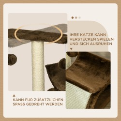 Kissan raapimispuu 43 cm tunneli ja U-muotoinen makuualusta, ruskea