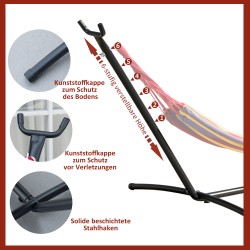 Riippumaton jalusta metallia 280 x 120 x 110 cm musta kantavuus 120 kg ulko- ja sisäkäyttöön