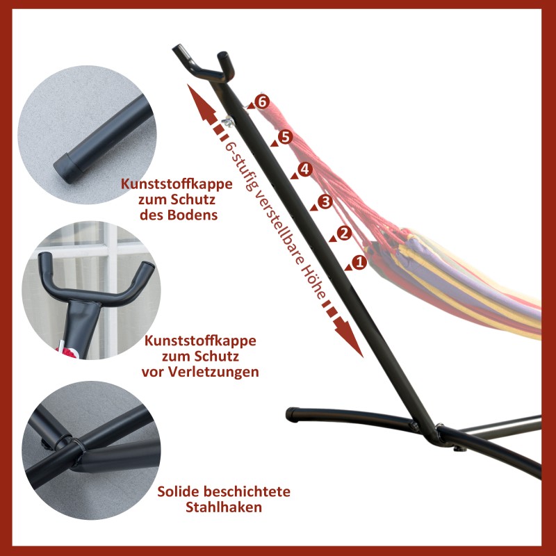 Riippumaton jalusta metallia 280 x 120 x 110 cm musta kantavuus 120 kg ulko- ja sisäkäyttöön