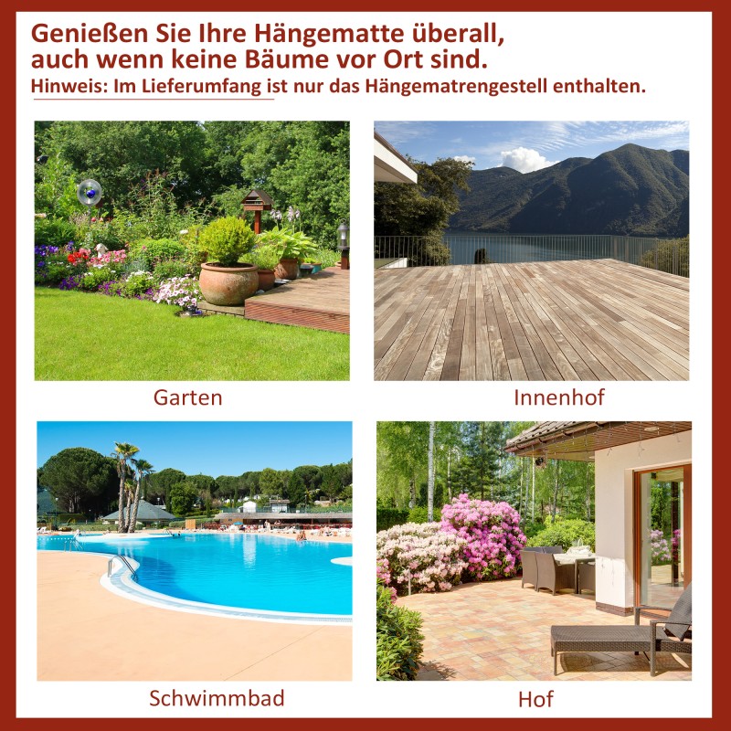 Riippumaton jalusta metallia 280 x 120 x 110 cm musta kantavuus 120 kg ulko- ja sisäkäyttöön