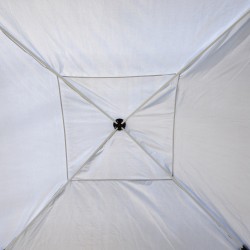 Pop up -puutarhakatos 2,95 x 2,95 m, valkoinen, teräsrunko ja UV-suojattu Oxford-kangas