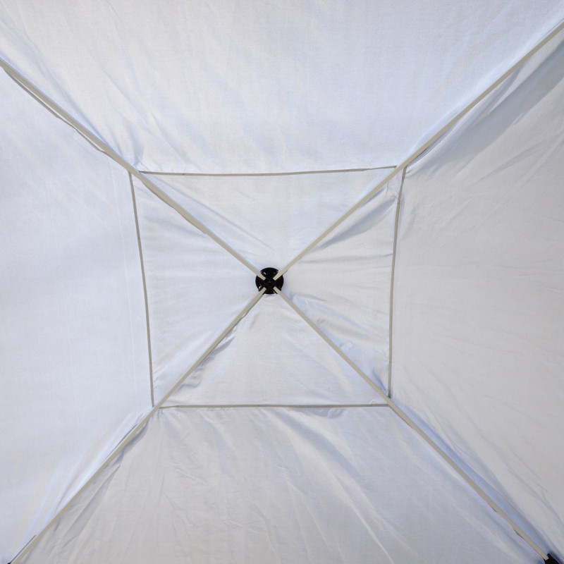 Pop up -puutarhakatos 2,95 x 2,95 m, valkoinen, teräsrunko ja UV-suojattu Oxford-kangas