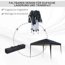 Pop up -paviljonki 2,95 x 2,95 m, musta, teräsrunko ja Oxford-kangas, UV-suojaus