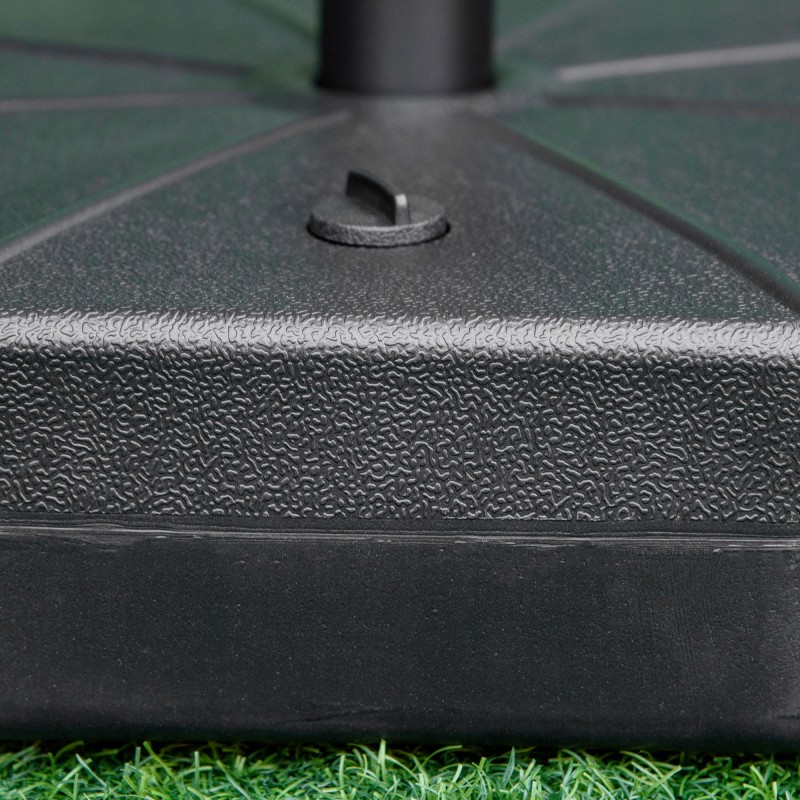 Täytettävä aurinkovarjon jalka 40 kg, musta, HDPE, Ø60 cm, 38/48 mm varjoputkelle, parveke/terassi/puutarha