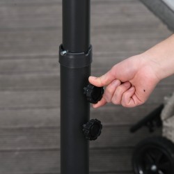 Sivuvarjo aurinkovarjo kampimekanismilla Ø3 m musta teräsrunko polyesterikangas