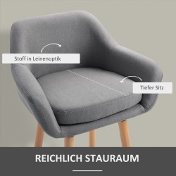 2 kpl harmaita baarituoleja, massiivipuiset jalat, pehmustettu verhoilu, selkänoja ja käsinojat, korkeus 100 cm