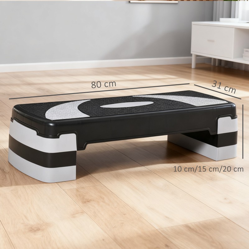 Aerobic-porras 3-tasoinen korkeussäädettävä 80 x 31 x 20 cm musta-harmaa muovi