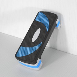 Aerobic-askelalusta, 3-portainen korkeussäätö 10–20 cm, 80 x 31 cm, muovi, musta/vaaleansininen/harmaa